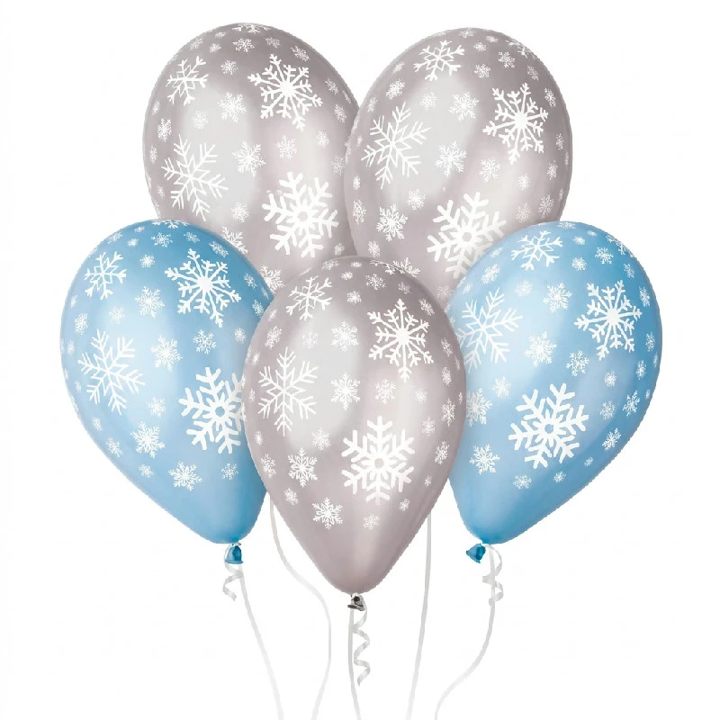 Ballons "Schneeflocke" metallisch - 30 cm / 5 Stk. GMS110/P141 by Godan color Svart