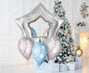 Ballons "Schneeflocke" metallisch - 30 cm / 5 Stk. GMS110/P141 by Godan color Svart