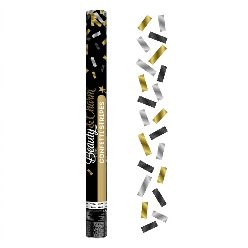 Konfettikanone B&C Gold-Silber-Schwarz Folienmix / 60 cm KP-ZSCM by Godan color Svart
