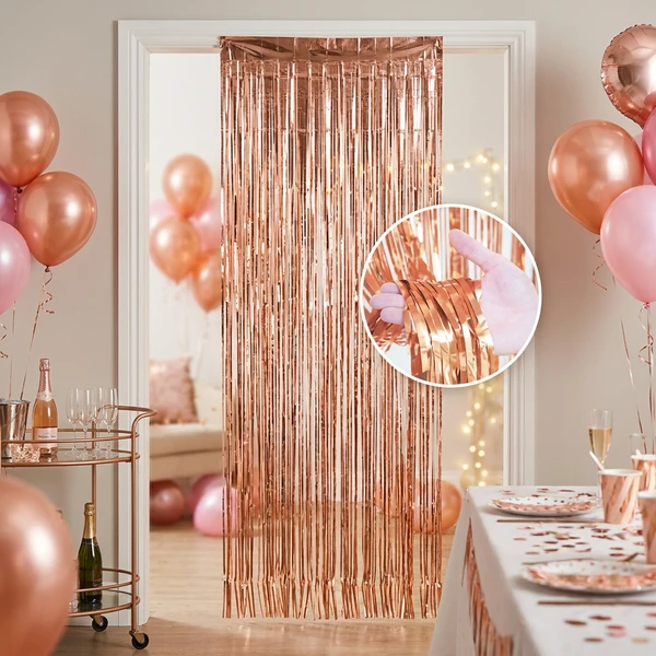 Fransenvorhang Roségold 90x240 cm PF-KDRG by Godan color Svart