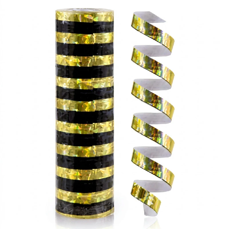 Holografischer Streamer Gold-Schwarz – 4 m / 1 Stk. PZ-SHZC by Godan color Svart