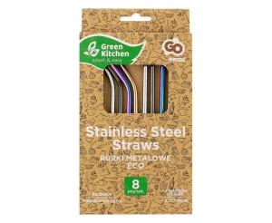 Edelstahl-Trinkhalme bunte Farben, 4 gerade, 4 gebogene & 2 Bürsten RM-MPZ8 by Godan color Svart