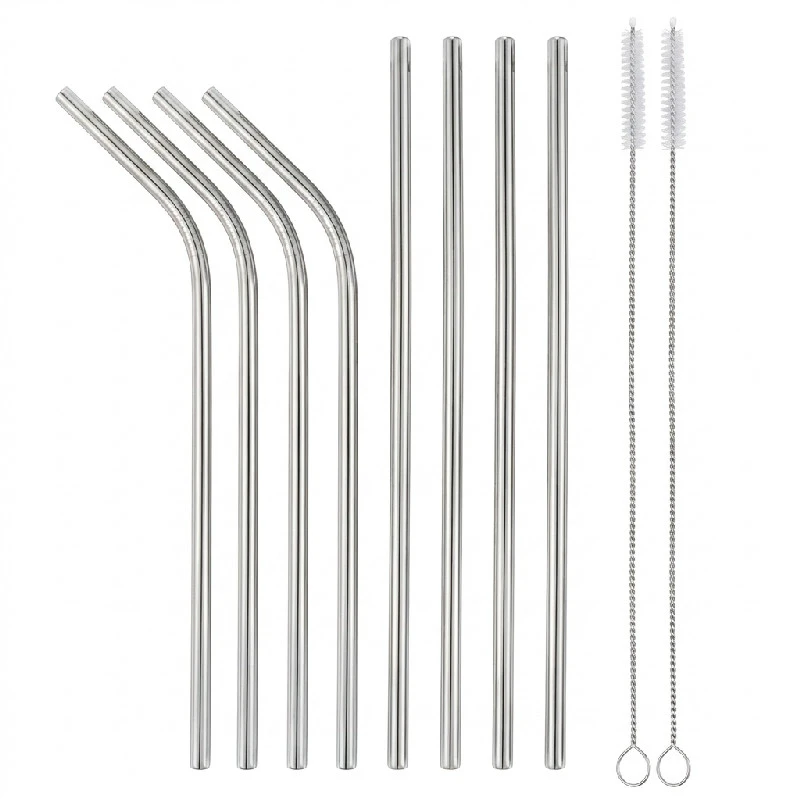 Edelstahl-Trinkhalme Silber 4 gerade 4 gebogen 2 Reinigungsbürsten RM-SPZ8 by Godan color Svart