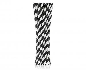 Papier-Trinkhalme schwarz gestreift 6x197 mm / 250 Stk. RP-CP25 by Godan color Svart