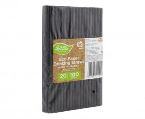 Papierstrohhalme Schwarz 6 x 197 mm - 100 Stück RP-CZ10 by Godan color Svart