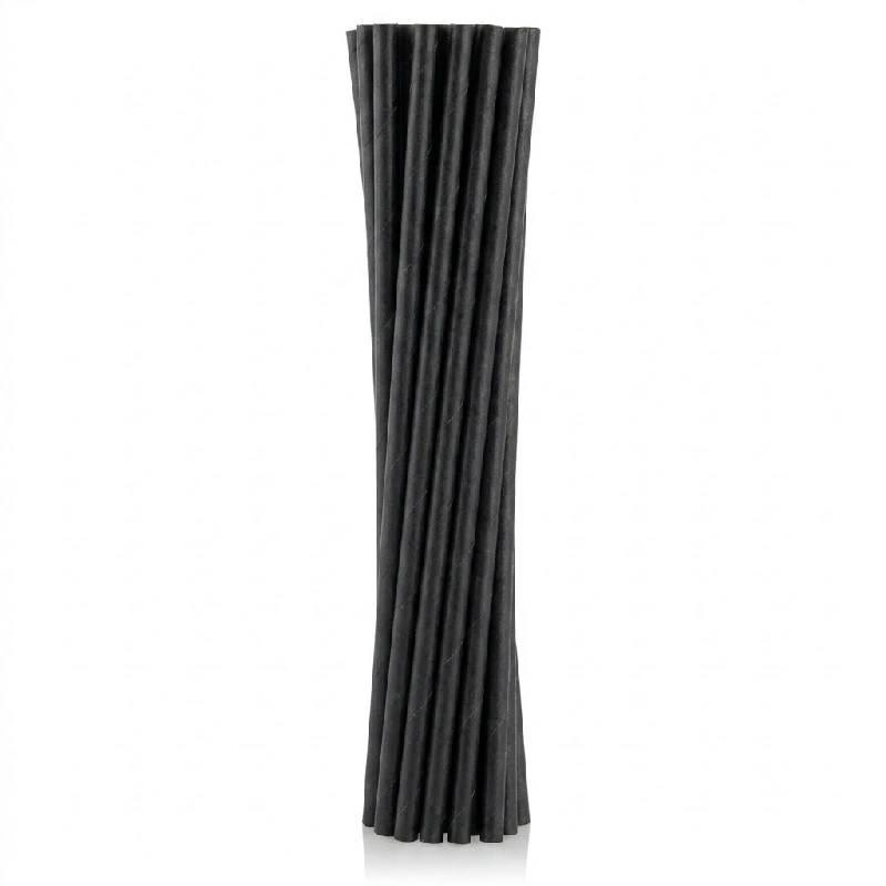 Papierstrohhalme Schwarz 6 x 197 mm - 100 Stück RP-CZ10 by Godan color Svart