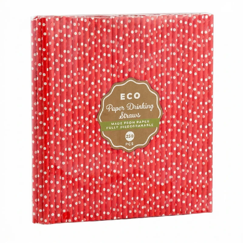 Papierstrohhalme rot gepunktet 6x197 mm / 250 Stück RP-CZGR by Godan color Svart