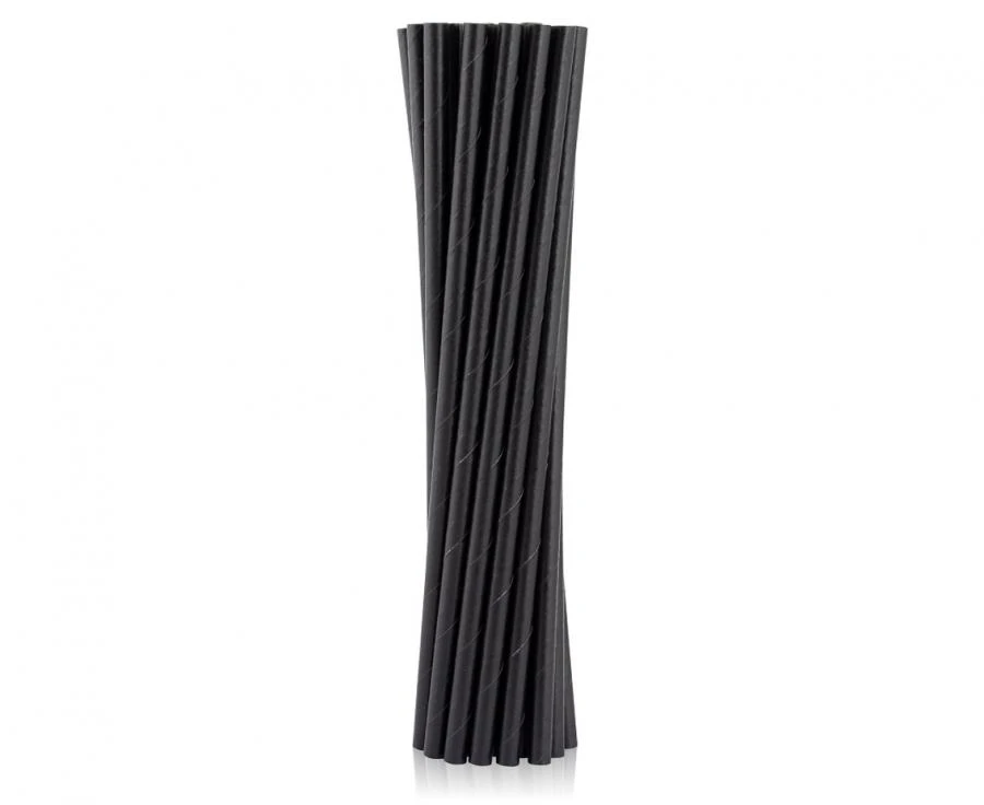 Papierstrohhalme Schwarz 8x252 mm / 200 Stk. RP-CZSH by Godan color Svart