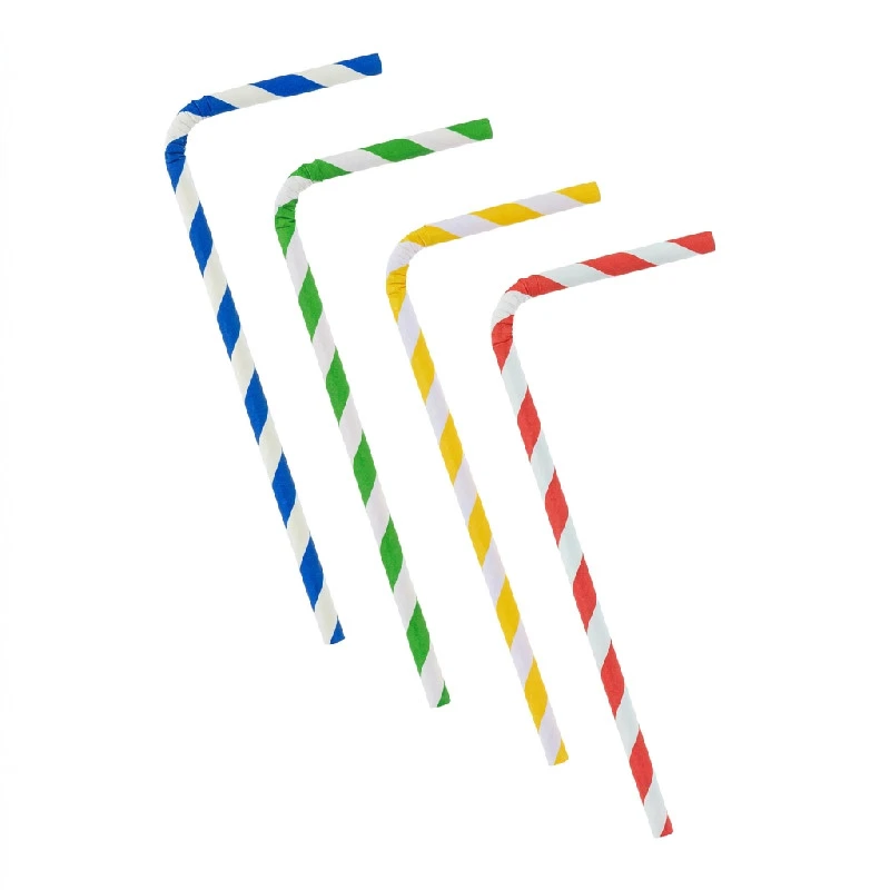 Biegbare gestreifte Papier-Trinkhalme Mix 6x200 mm 100 Stk. RP-LSTO by Godan color Svart