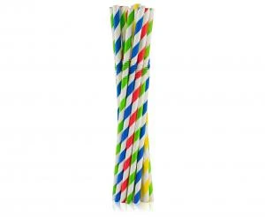 Biegbare gestreifte Papier-Trinkhalme Mix 6x200 mm 100 Stk. RP-LSTO by Godan color Svart