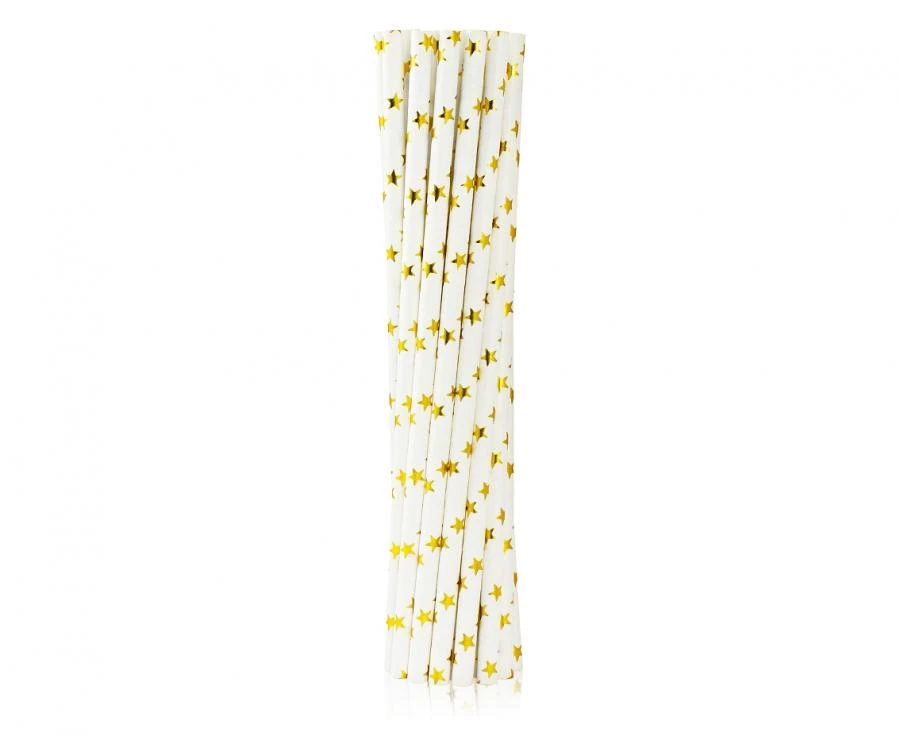 Papier-Trinkhalme mit Goldsternen 6x197 mm / 12 Stück RP-ZG12 by Godan color Svart