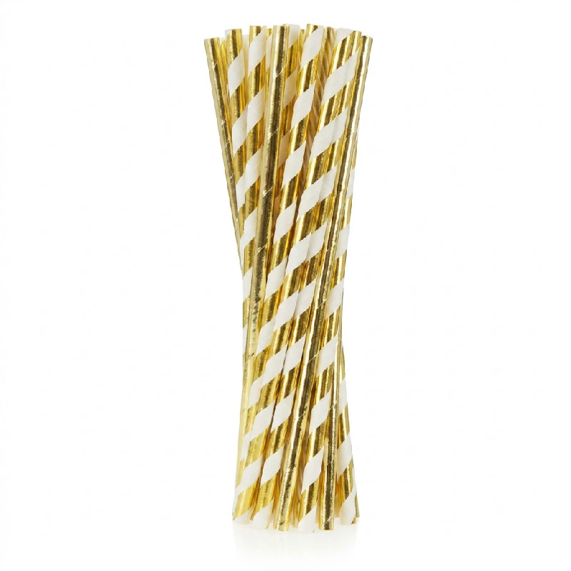 Papierstrohhalme Gold Mix aus zwei Designs 6x197 mm / 24 Stück RP-ZLM2 by Godan color Svart