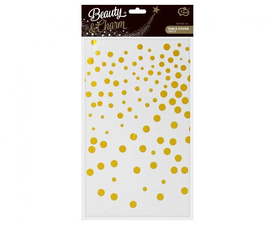 Folientischdecke B&C mit goldenen Punkten Weiß 137x183 cm SH-OFGB by Godan color Svart
