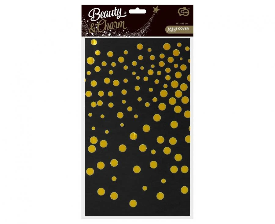 Folientischdecke B&C mit goldenen Punkten Schwarz 137x183 cm SH-OFGC by Godan color Svart