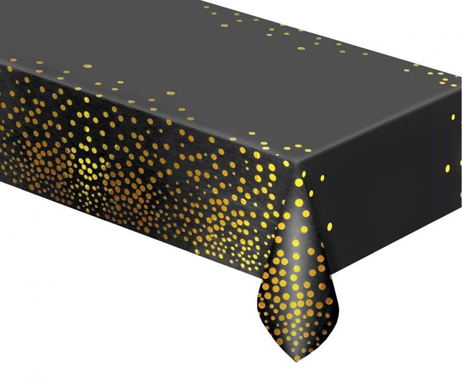 Folientischdecke B&C mit goldenen Punkten Schwarz 137x183 cm SH-OFGC by Godan color Svart