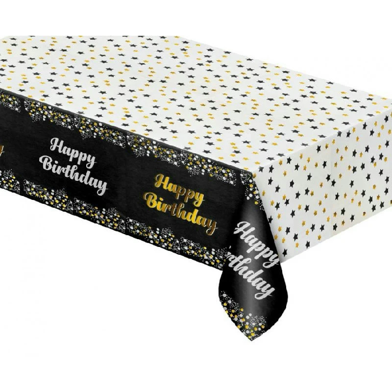 Folientischdecke B&C „Tillykke med fødselsdagen“ Schwarz 137x183 cm SH-OHBC by Godan color Svart
