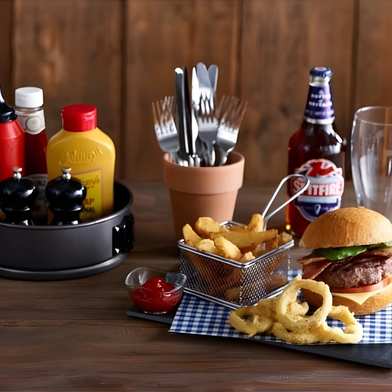 Mini-Frittierkorb zum Servieren 9.5 x 9.5 x 6cm - Edelstahl SVB10 by Genware color Svart