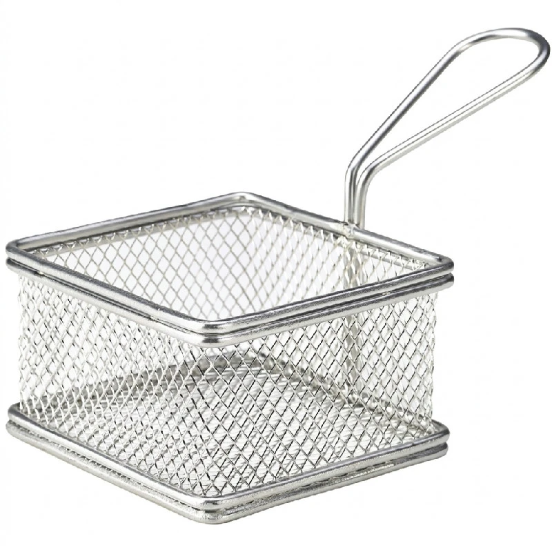 Mini-Frittierkorb zum Servieren 9.5 x 9.5 x 6cm - Edelstahl SVB10 by Genware color Svart