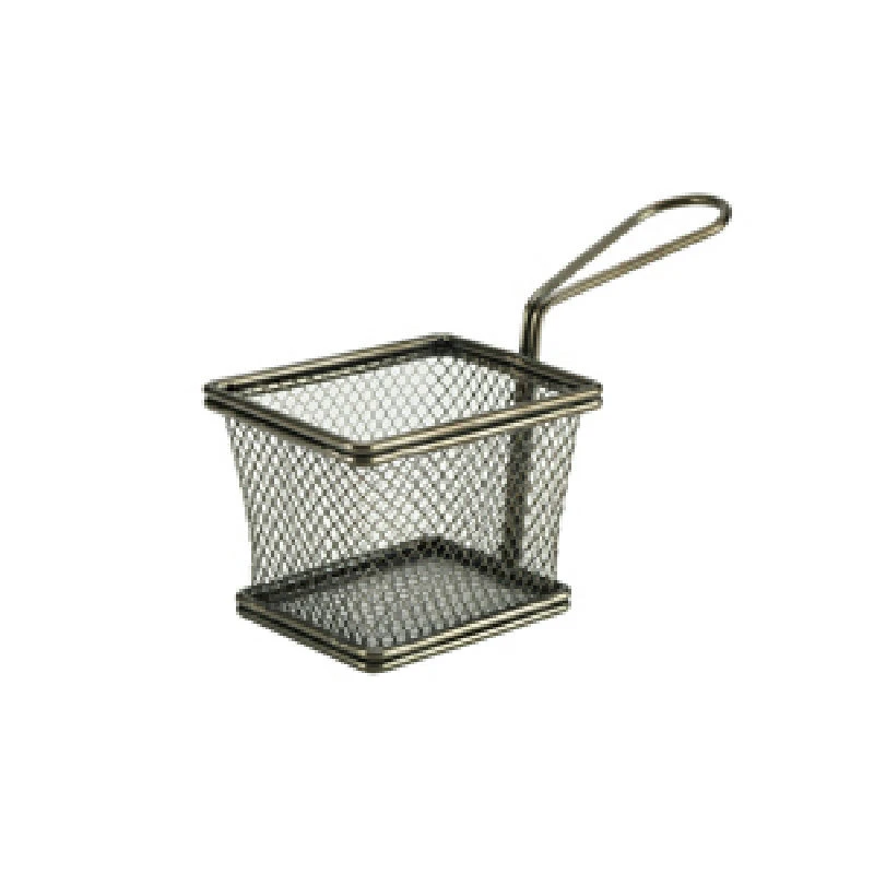 Mini-Frittierkorb zum Servieren Schwarz 10 x 8 x 7,5 cm - Edelstahl SVB1008BK by Genware color Svart