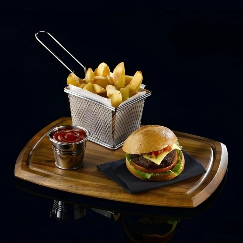 Mini-Frittierkorb zum Servieren 10 x 8 x 7,5 cm - Edelstahl SVB1008 by Genware color Svart
