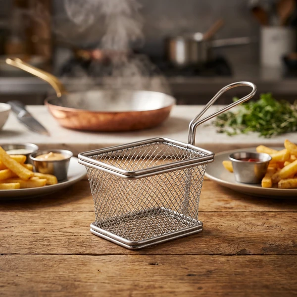 Mini-Frittierkorb zum Servieren 10 x 8 x 7,5 cm - Edelstahl SVB1008 by Genware color Svart