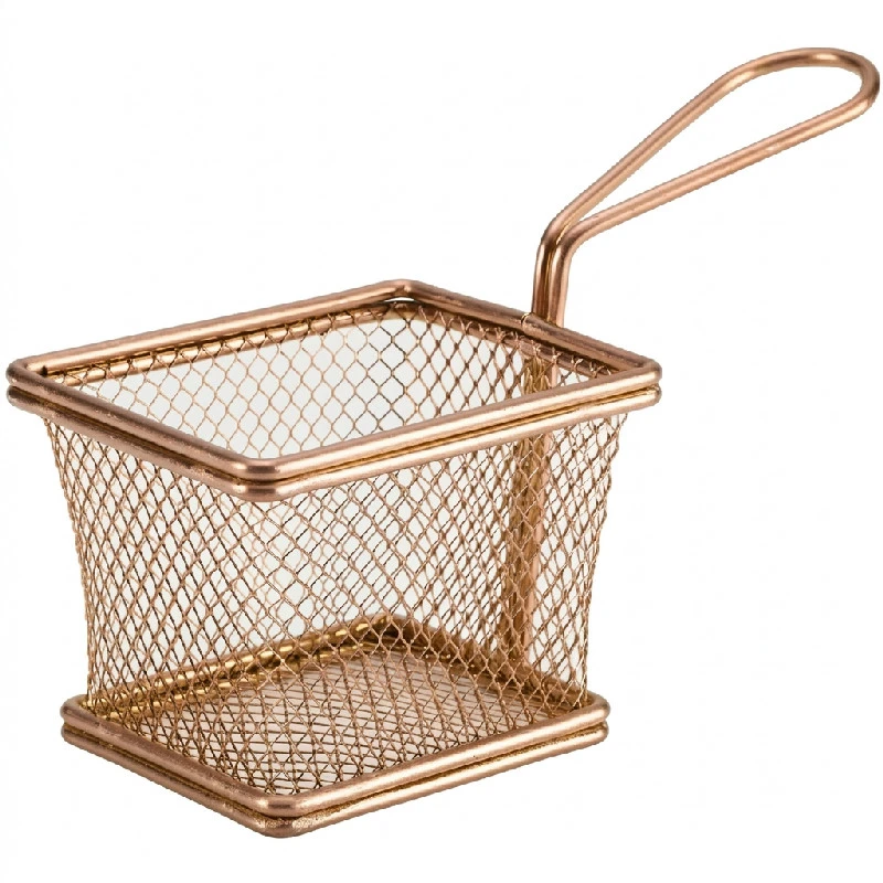 Mini-Servierfrittierkorb für Pommes Frites Kupfer 10 x 8 x 7,5cm SVB1008C by Genware color Svart