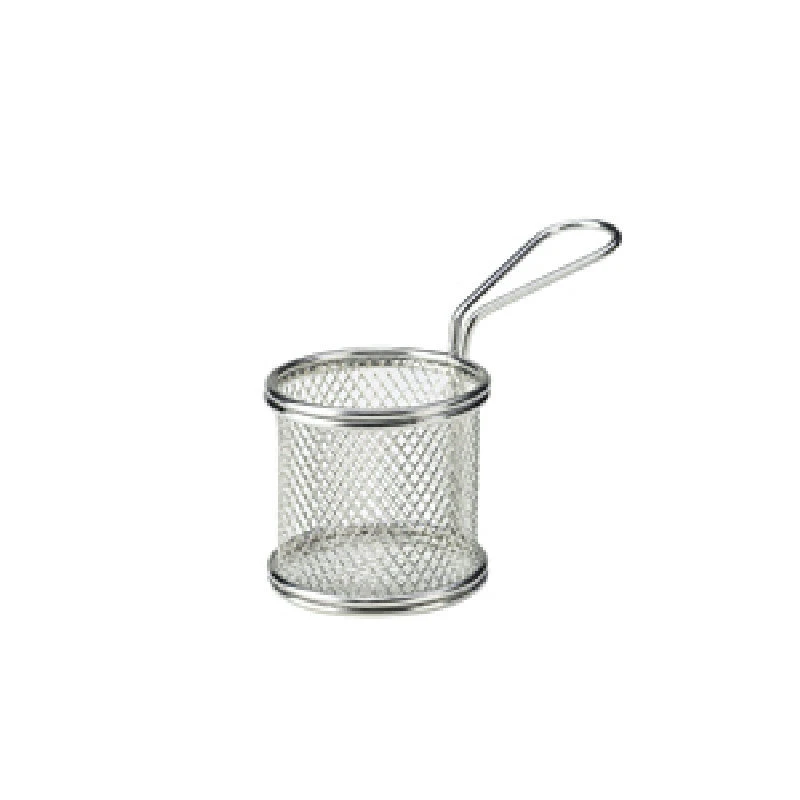 Runder Mini-Frittierkorb zum Servieren 9,3 x 9 cm – Edelstahl SVBR09 by Genware color Svart