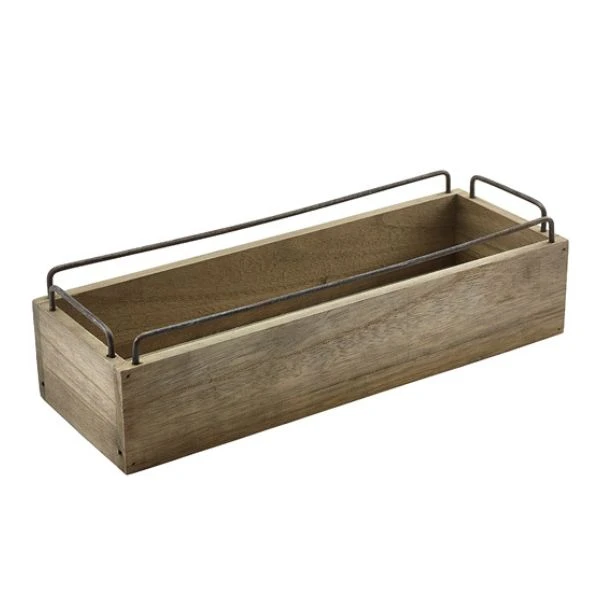 Holzkiste im Industrie-Design für Tisch & Aufbewahrung 34 x 12 x 9cm TRW220 by Genware color Svart