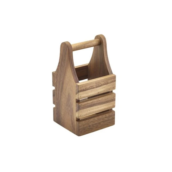 Besteckhalter aus Akazienholz 10 x 10 x 20cm WCH10 by Genware color Svart