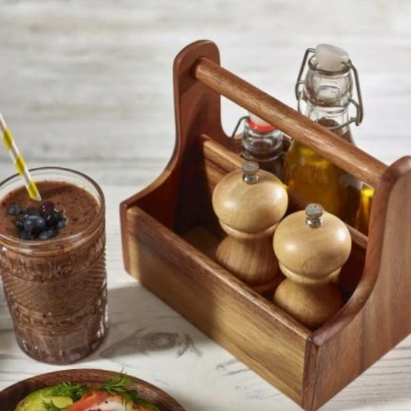 Salz- oder Pfeffermühle aus hellem Holz 13 cm SPWD13L by Genware color Svart