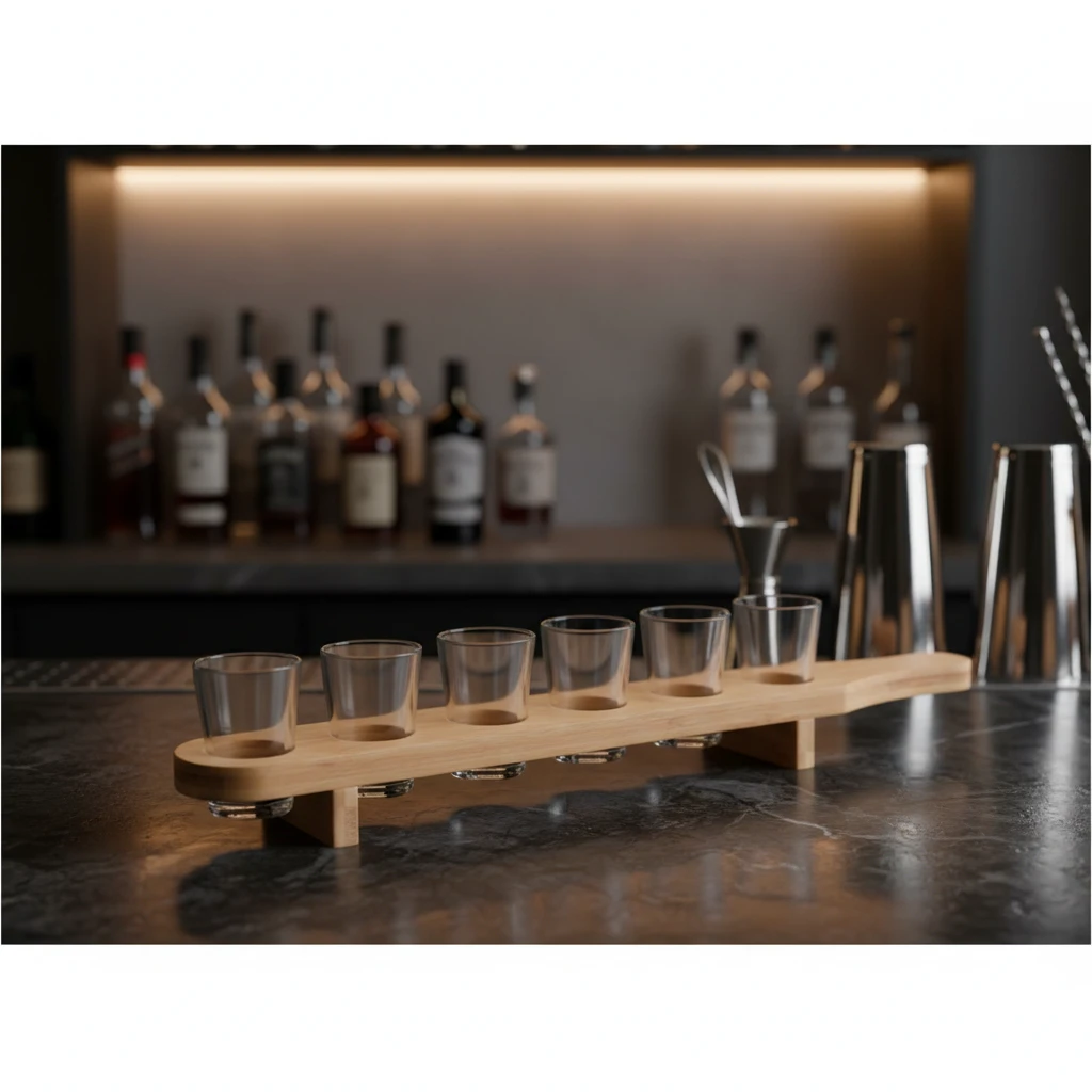 Schnapsgläser-Set mit Holzbrett – 7 Gläser (4 cl) CD1002810 by Koop color Helder