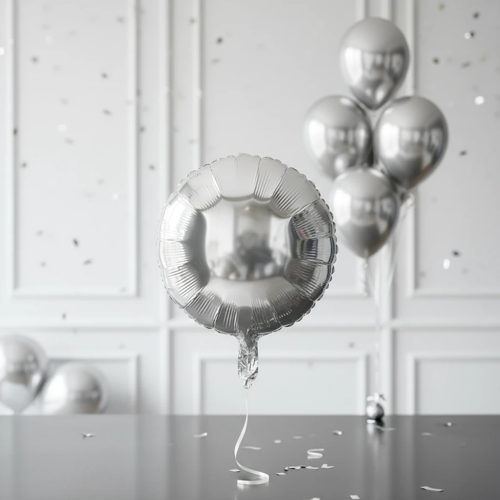 Folienballon Silber rund 46 cm – 10 Stk. 491020480 by Koop color Silver