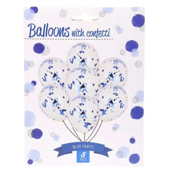 Konfetti-Luftballons Blau 8 Stück 491020620 by Koop color Blauw