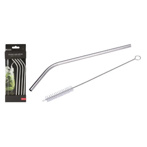 Edelstahl-Trinkhalme 5er-Set inkl. Reinigungsbürste CY5656000 by Koop color Vit