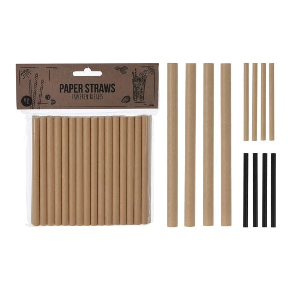 Papierstrohhalme 48 Stück sortiert RT1300080 by Koop color Svart
