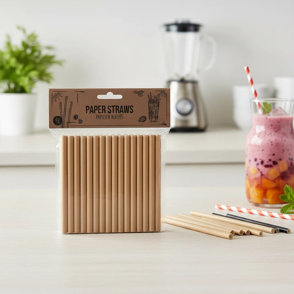 Papierstrohhalme 48 Stück sortiert RT1300080 by Koop color Svart