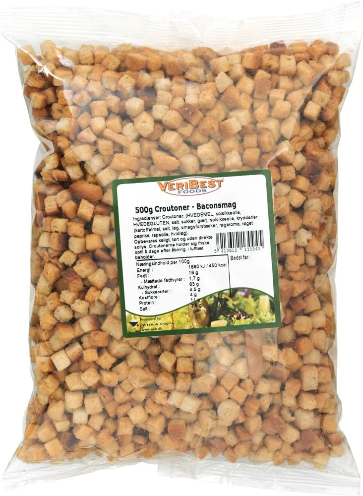 Mini-Croutons Bacon 8x8 mm (500 g) 204730 by VERIBEST color Svart