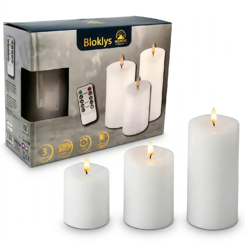 LED-Stumpenkerze Naturweiß 3D-Flamme Ø: 7 x 12,5 cm 3005128 by HAAHR & CO color Svart