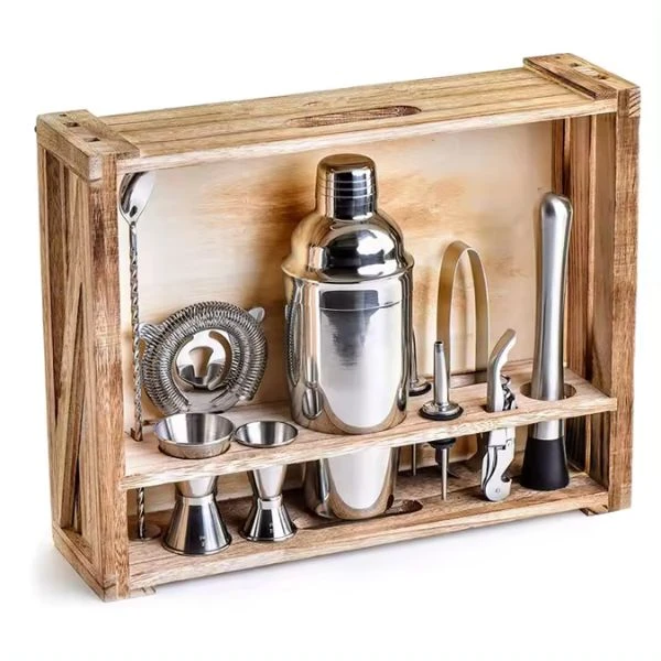 Cocktail-Set Deluxe 11-teilig in Holzbox CG-TJ26 by Barlife color Svart