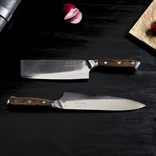 Damascus By Hâws Kochmesser 32 cm + Gemüsemesser 30 cm Wengé 30-DBHCVW by Damascus by Hâws color Svart
