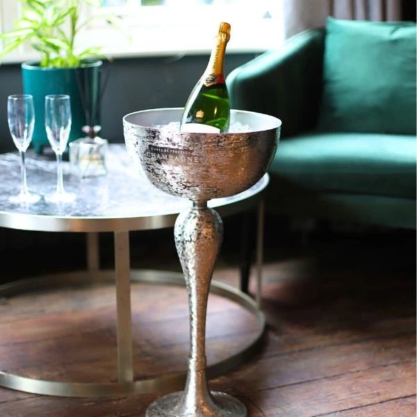 Luxus Champagnerkühler mit Ständer aus Edelstahl 40851 by Drink color Svart