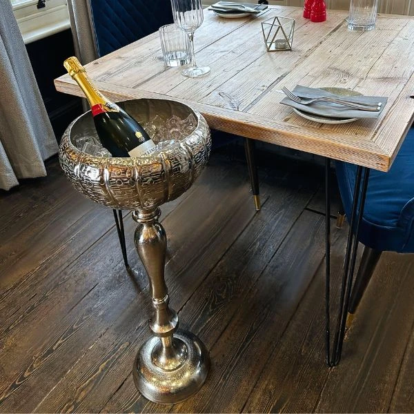 Exklusiver Champagnerkühler mit Ständer aus Edelstahl 40850 by Drink color Svart
