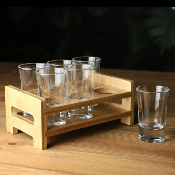 Schnapsglashalter aus Holz für 6 Gläser 36297 by Drink color Bruin