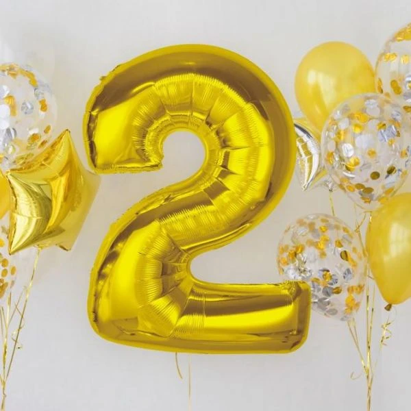 Folienballon Smart Zahl 2 Gold 92 cm CH-S9Z2 by Godan color Svart
