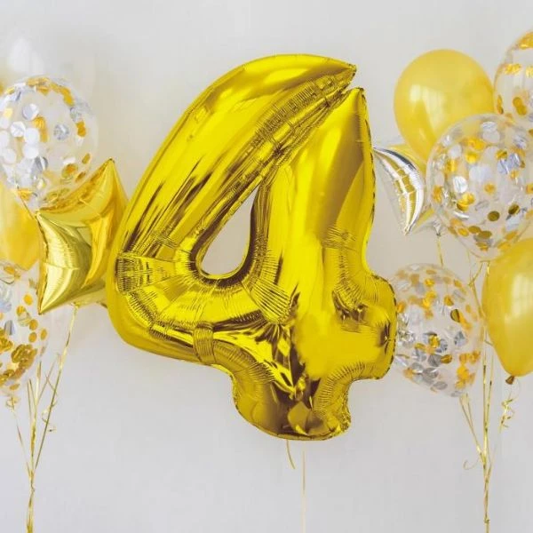 Folienballon Smart Zahl 4 Gold 92 cm CH-S9Z4 by Godan color Svart