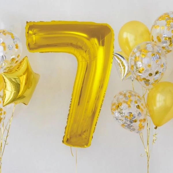 Folienballon Smart Zahl 7 Gold 92 cm CH-S9Z7 by Godan color Svart