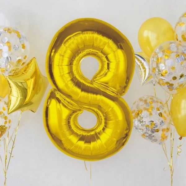 Folienballon Smart Zahl 8 Gold 92 cm CH-S9Z8 by Godan color Svart