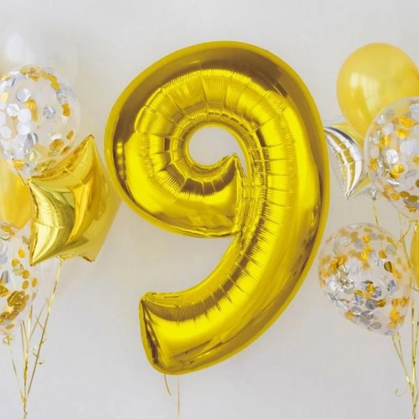 Folienballon Smart Zahl 9 Gold 92 cm CH-S9Z9 by Godan color Svart