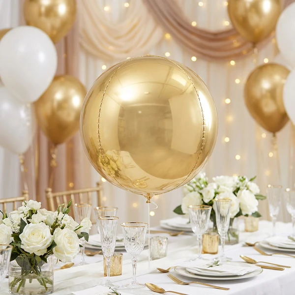 ORBZ Folienballon - Kugelform Weiß & Gold 1 Stk. 4186901 by Godan color Svart