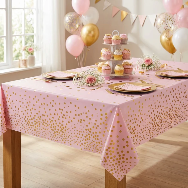Folientischdecke B&C mit Goldpunkten Rosa 137x183 cm SH-OFGR by Godan color Svart